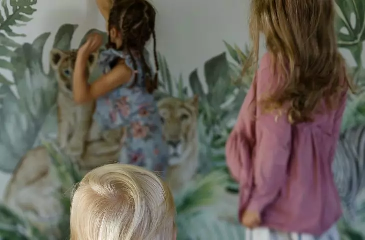 patterned wallpaper encourages children to play 