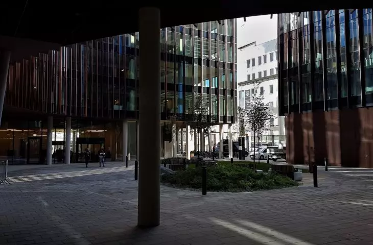 Courtyard of the office building as designed by Medusa Group