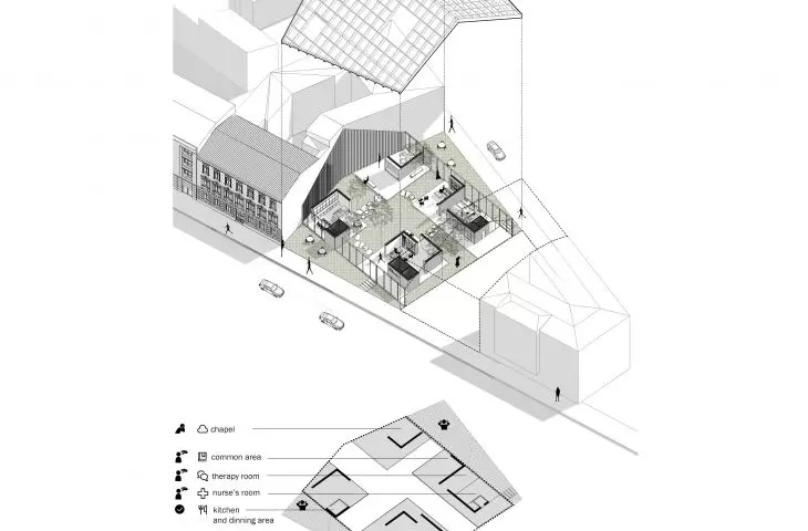 Projekt Into the Garden, aksonometria