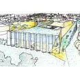 Sketch with view of ramp leading to roof