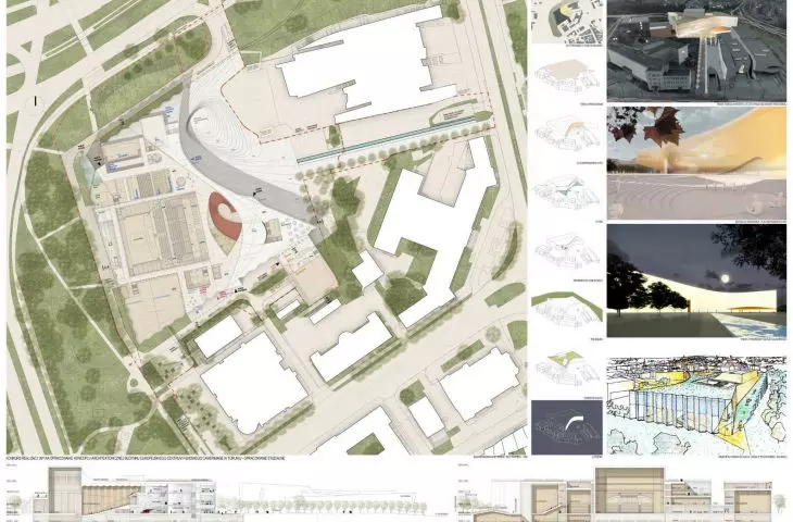 site plan, cross sections and diagrams