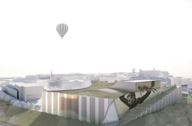On the roof, the architects planned a meadow and an off-road auditorium