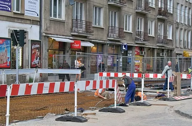 Street reconstruction in Warsaw