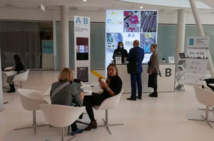 A&B's booth is also a place for coffee and conversation