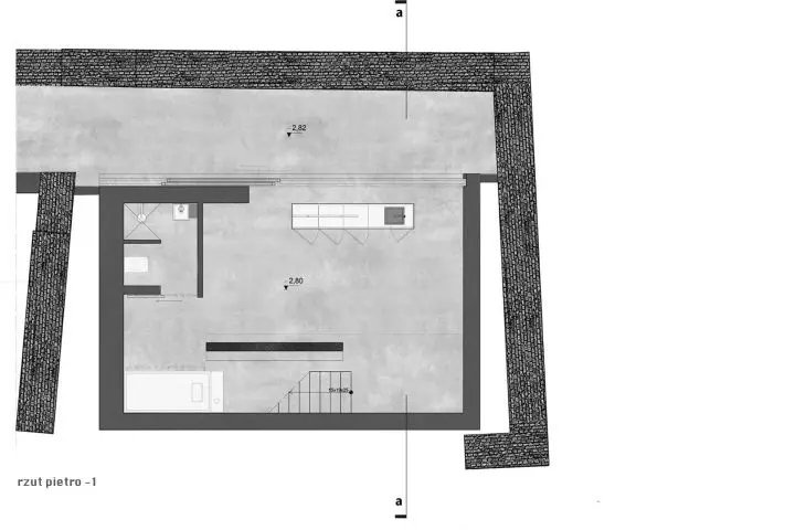 Projekt Między Murami, rzut kondygnacji podziemnej