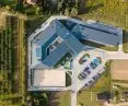 Zespół szkolno-przedszkolny w Przybysławicach, widok z lotu ptaka