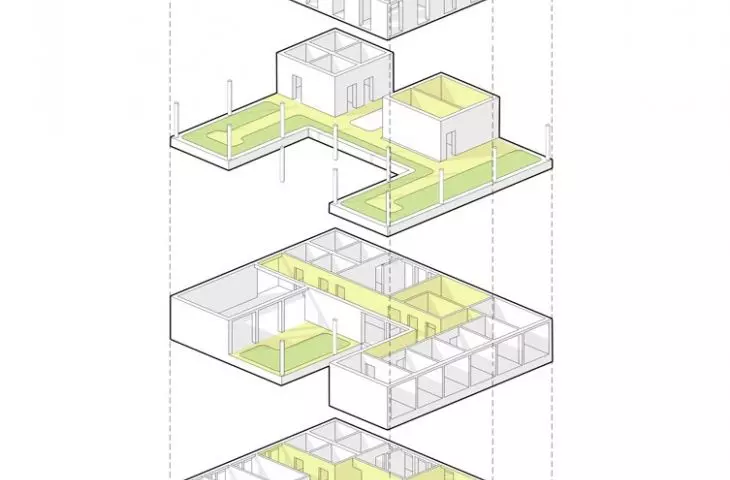 Green hospice, axonometry