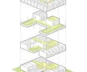 Green hospice, axonometry