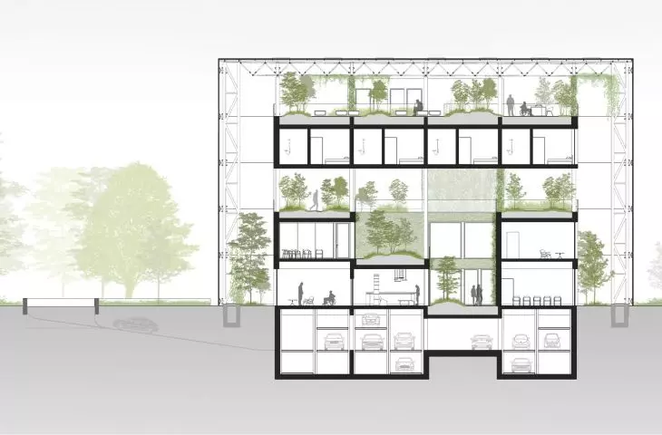 Green hospice, cross section