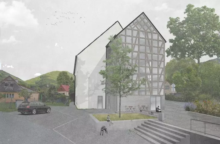 projekt rozbudowy i modernizacji dawnego gościńca na siedzibę Urzędu Miasta i inne usługi dla mieszkańców, Bily Potok