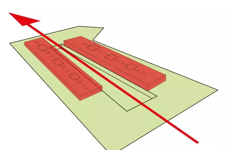 scheme of shaping the estate; single-storey blocks with apartments in a corridor arrangement