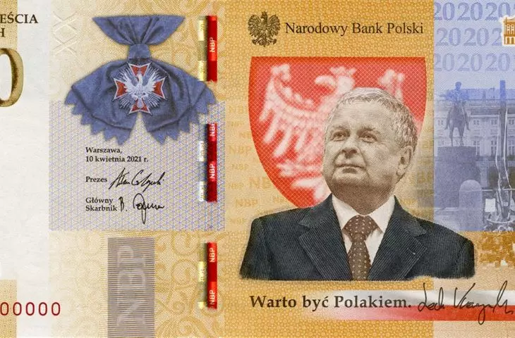 obverse of a collector's bill with Lech Kaczynski 