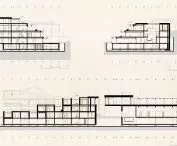 Projekt hotelu Monte D’Oiro, przekrój A-A, B-B