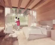Projekt hotelu Monte D’Oiro, jeden z pokoi hotelowych
