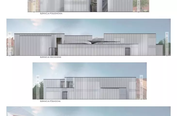 Experimental Exhibition Center in Gdansk, elevations