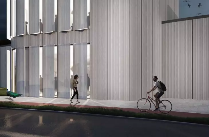 Experimental Exhibition Center in Gdansk, west side elevation