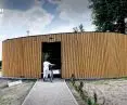 Gate to the park with the function of a public toilet, Slawkow