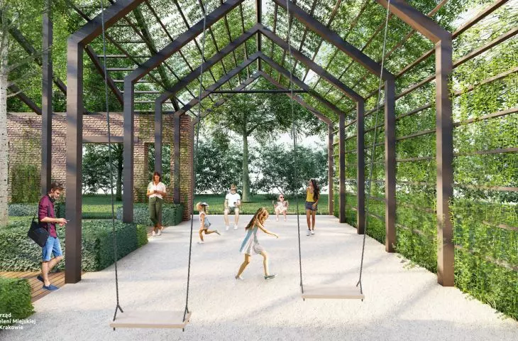 Visualization of the park at 15 Dekerta Street in Krakow