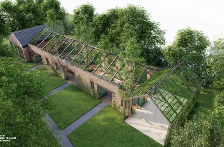 Visualization of the park at 15 Dekerta Street in Krakow