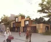 Myslowice market square, filling in frontage, temporary condition