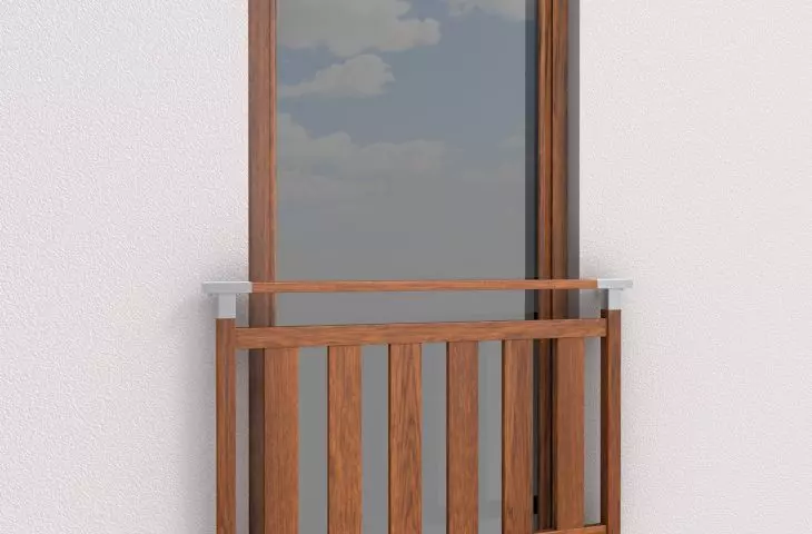 French balcony model Prestige, imitation wood color