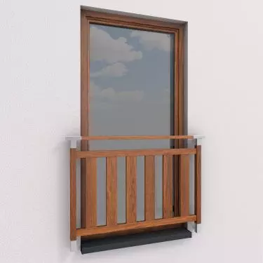French balcony model Prestige, imitation wood color