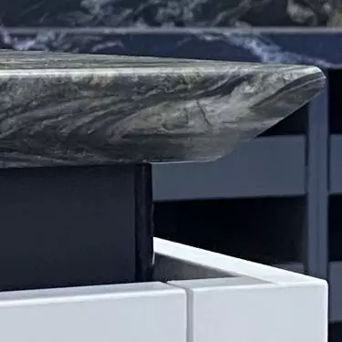 Stone countertop with shark nose undercut