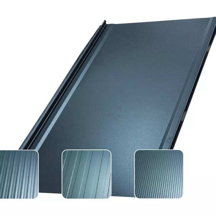 Iron Click - premium roof panel in four variants (smooth, microwave low and high, and trapezoid)
