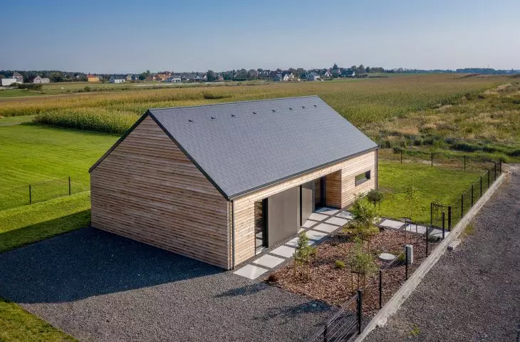 House in Wrzoski modern STODOŁY, on the roof used Cedral tiles in graphite color, double roofing