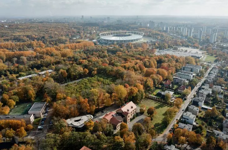 apartamentowiec Villa Reden w Chorzowie, widok z lotu ptaka