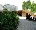 On the side of the courtyard, the architects planned small stands
