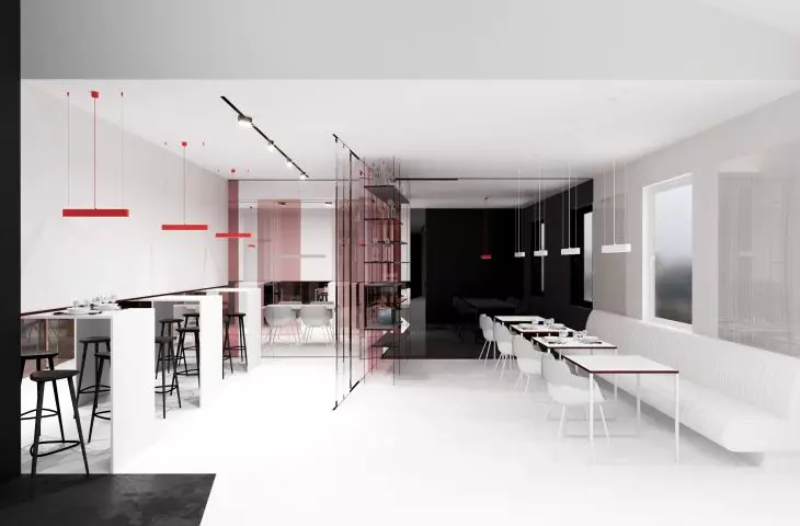 Część restauracji znajduje się na piętrze
