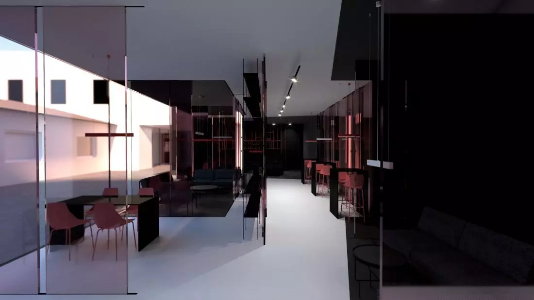 Projekt restauracji
w Wadowicach, strefa barowa