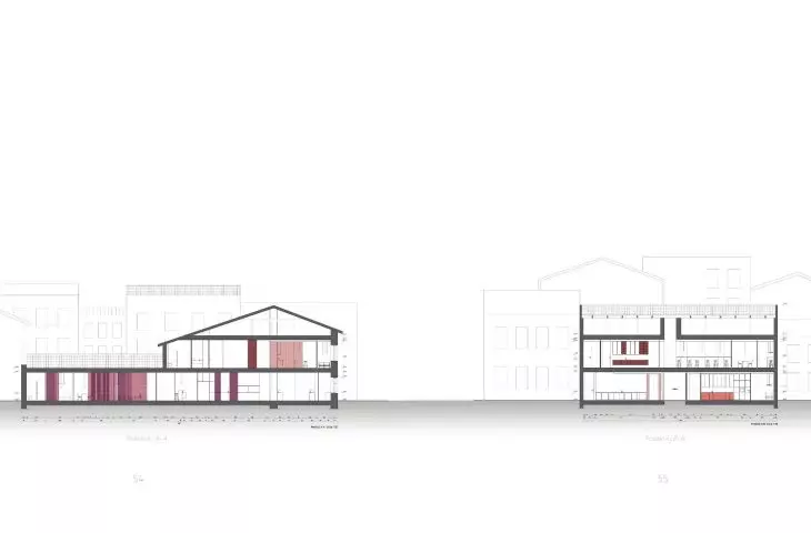 Projekt restauracji w Wadowicach, przekrój