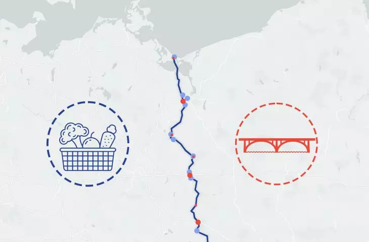 połączenia mostowe i lokalizacje „Polenmarkt”