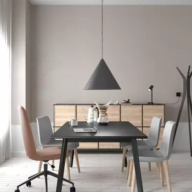 Lumi chairs, Orte table, Saar bookcase, Tres hanger