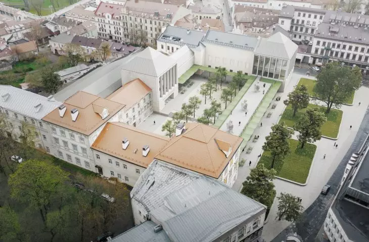 Projekt Pałacu Radziwiłłów — widok z lotu ptaka od strony części historycznej