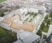 Projekt Pałacu Radziwiłłów — widok z lotu ptaka od strony części historycznej