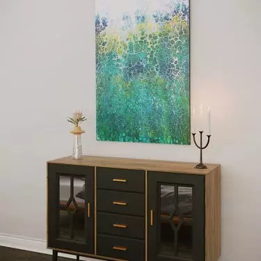Drawer chest with muntin display cases