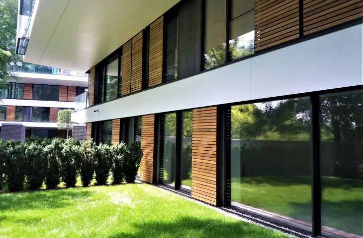 Shutters in aluminum frame filled with wood - cedar