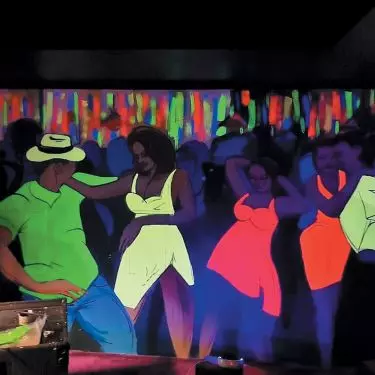 Fluorescent paints under UV light