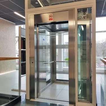 Green Lift panoramic elevator at the showroom in Lodz, Poland