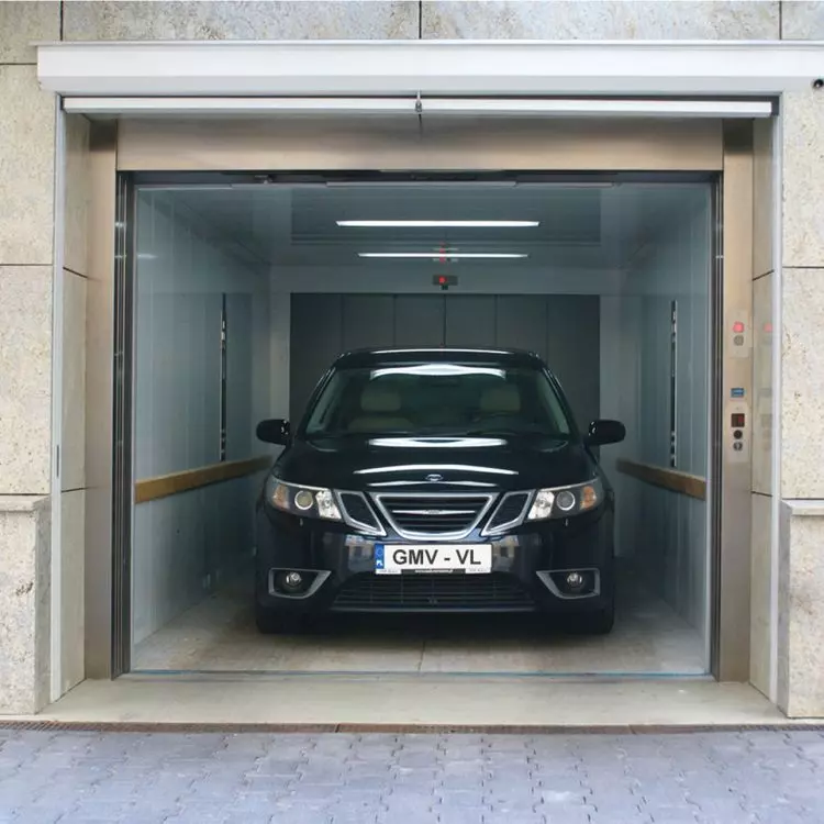 Car elevator in a residential building in Warsaw, Poland