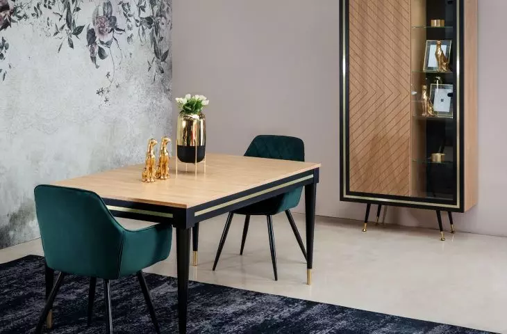 Elegance table and display case natural oak