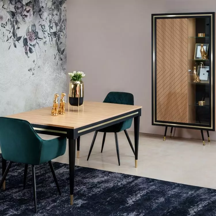 Elegance table and display case natural oak