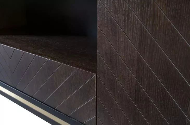 Detal szafki pod telewizor w kolorze dąb onyx
