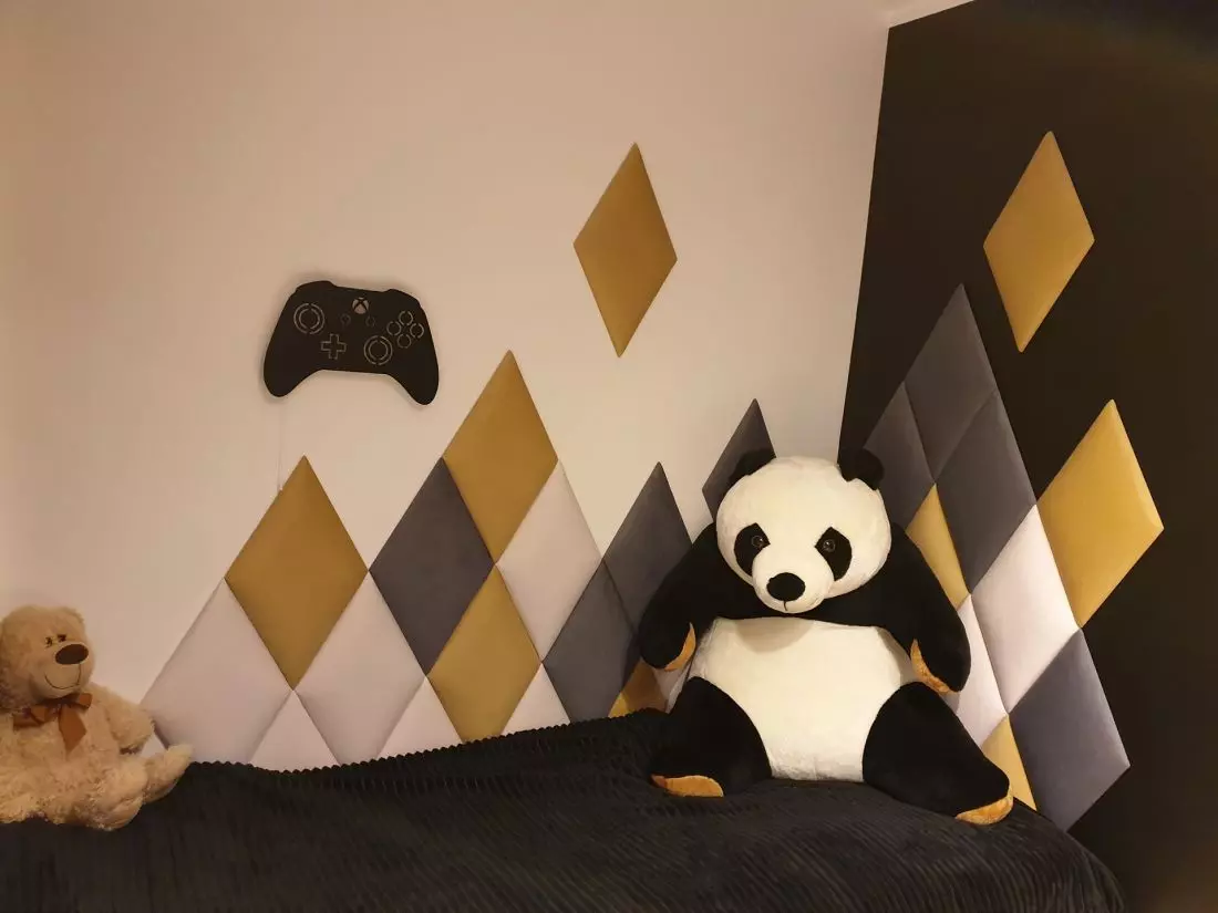 Panele tapicerowane
Custom Space w kształcie rombu w pokoju dziecięcym