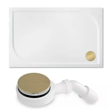 Shower tray drain with cover in precious gold color