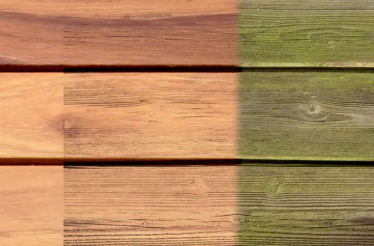 Wood after and before using Remmers Wood Resurfacer
