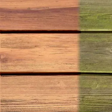 Wood after and before using Remmers Wood Resurfacer